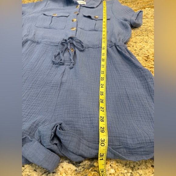 Almost Famous Dusty Blue Romper women’s Size Large 100% Cotton - Picture 7 of 8